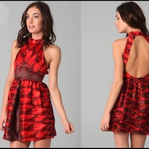 Tibi backless Red Silk sleeveless dress. Sz 0